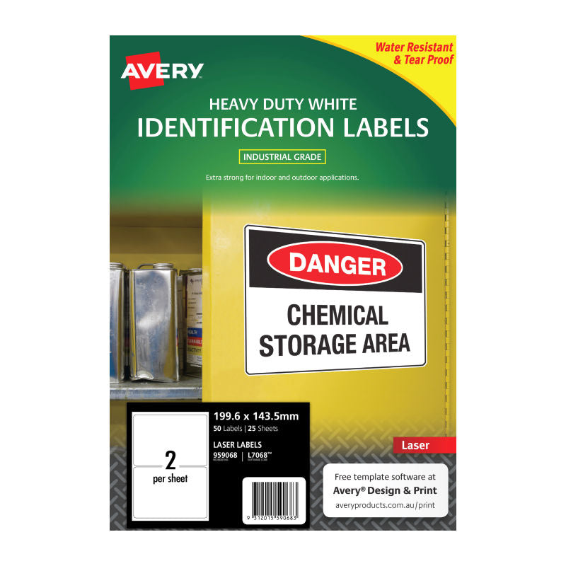 Avery Laser Label HD L7068 2Up Pack Of 25