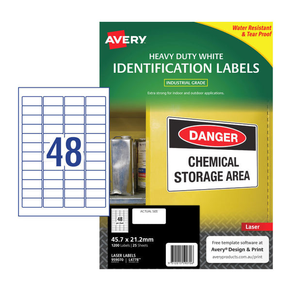 Avery Laser Label HD L4778 48Up Pack Of 25