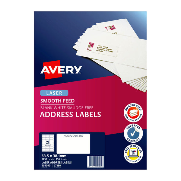 Avery Laser Label L7160 21Up Pack Of 250
