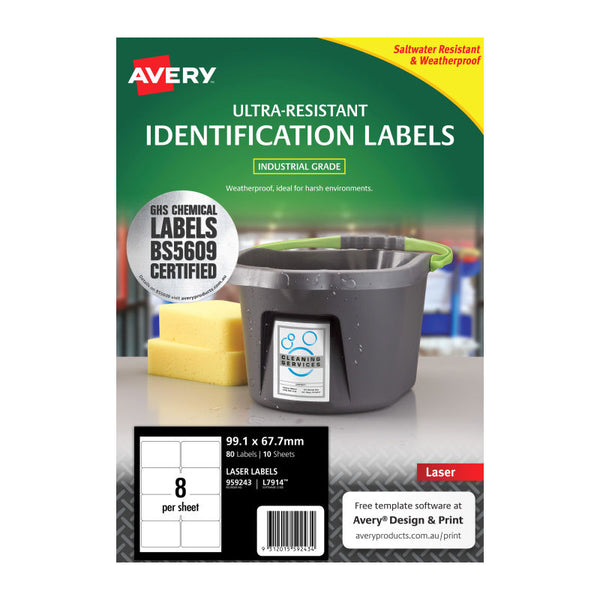 Avery Label Outdoor L7914 8Up Pack Of 10