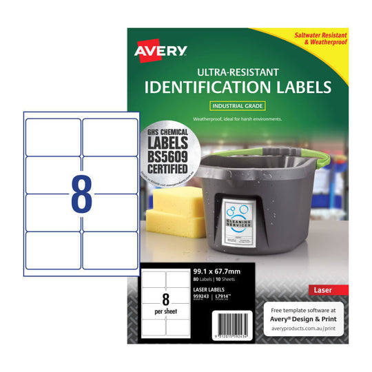 Avery Label Outdoor L7914 8Up Pack Of 10