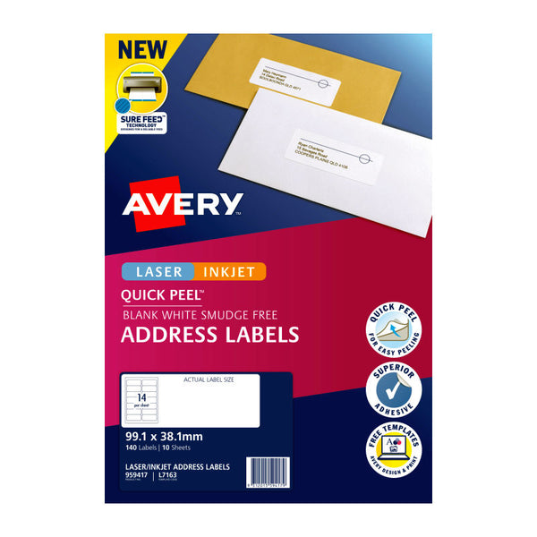 Avery Lip Label Qp 14Up L7163 Pack Of 10
