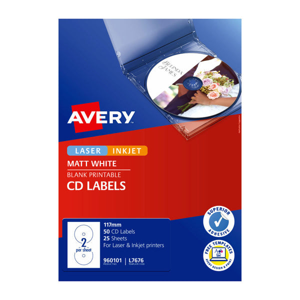 Avery Lip Label Cd/dvd L7676 Box Of 50