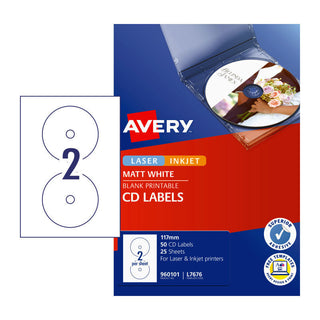 Avery Lip Label Cd/dvd L7676 Box Of 50