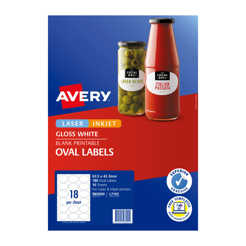 Avery Label Oval L7102 18Up Pack Of 10