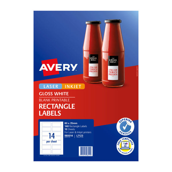 Avery Label Rectangular L7123 14Up Pack Of 10