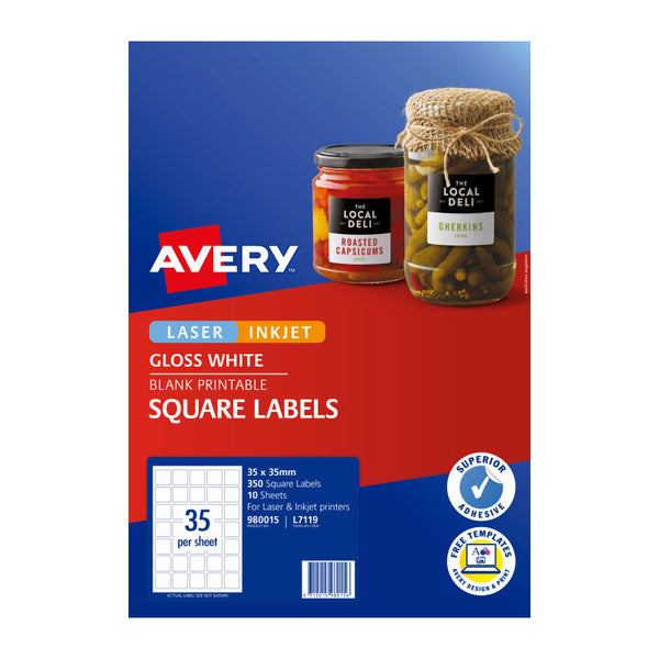 Avery Label Sq Gls White L7119 Pack Of 350
