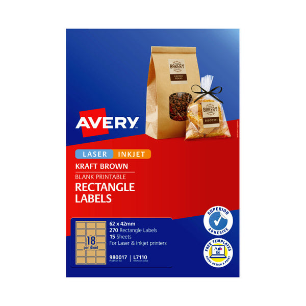 Avery Label Rectangular Brown L7110 Pack Of 270
