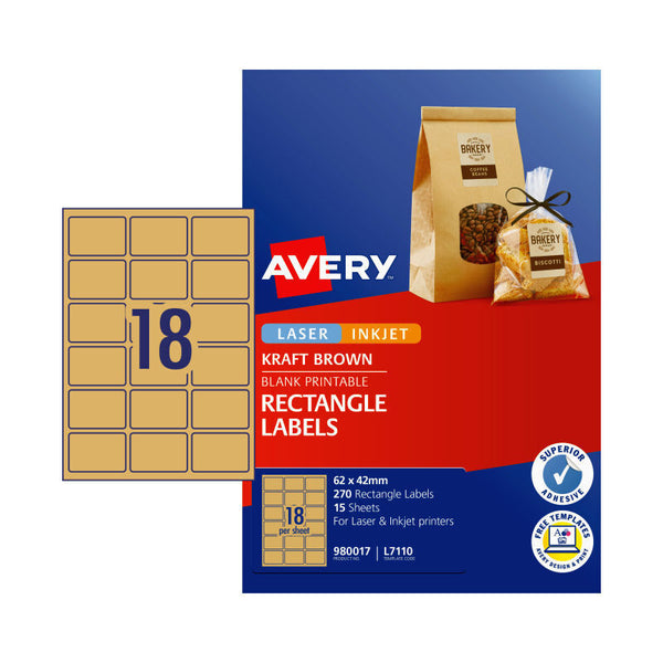 Avery Label Rectangular Brown L7110 Pack Of 270