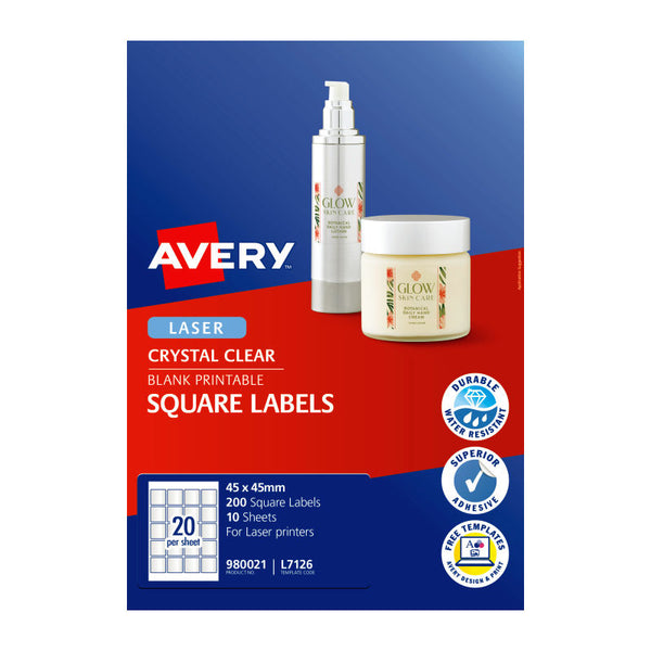 Avery Laser Label Sq L7126 20Up Pack Of 20
