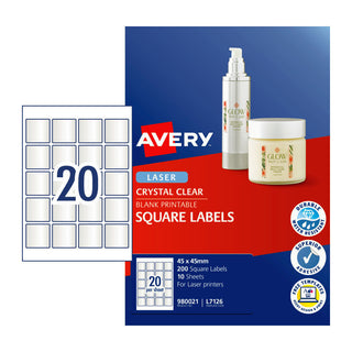 Avery Laser Label Sq L7126 20Up Pack Of 20
