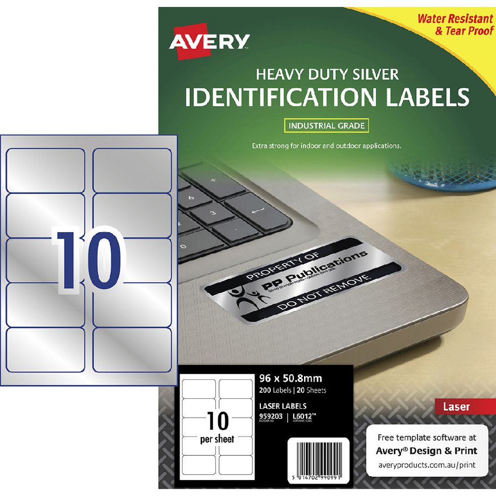 Avery Laser Label L6012 10Up Packet of 20