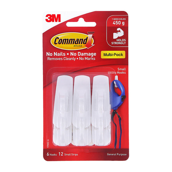 Command 17002-6 Small Hooks White Pack Of 6 Box Of 4