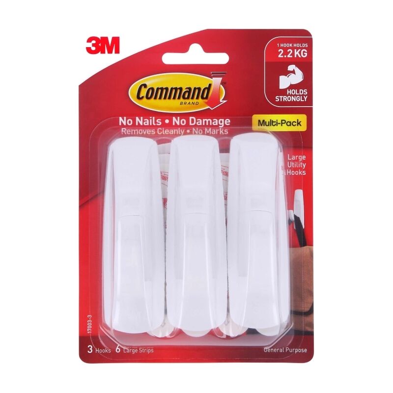 Command Hook 17003VP Large Pack Of 3