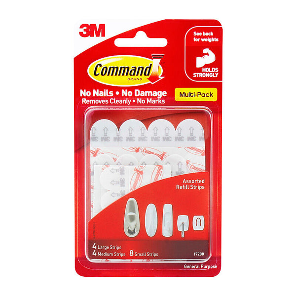 Command 17200 Refill Strips White Assorted Pack Of 16 Box Of 6