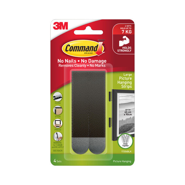 Command Strips 17206BLK Pack Of 4 Box Of 6
