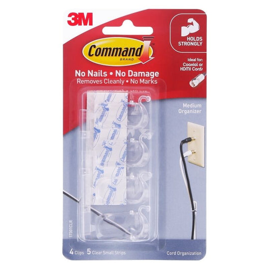 Command Cord Clip 17301CLR Pack Of 4 Box Of 6