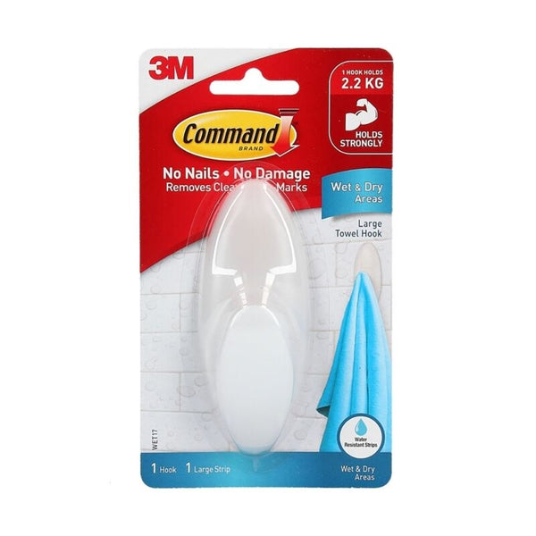 Command Towel Hook Wet-17 Lg Box Of 4