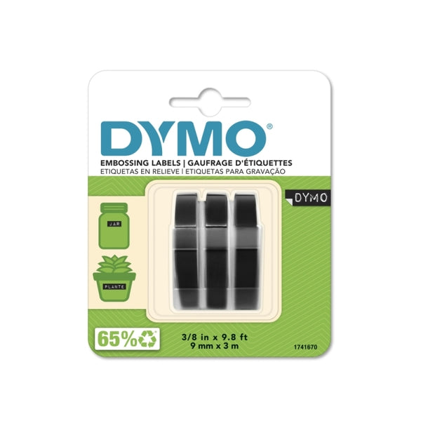 DYMO Emb Tape 3 Pack Black 9mm X 3m