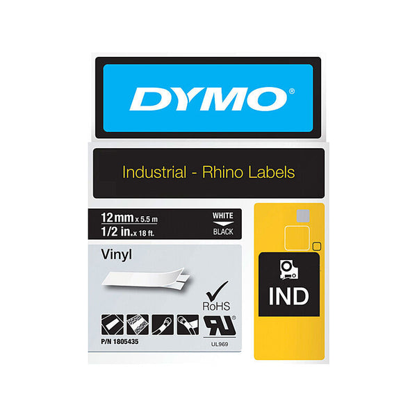 DYMO Rhino Vinyl 12mm Tape Black