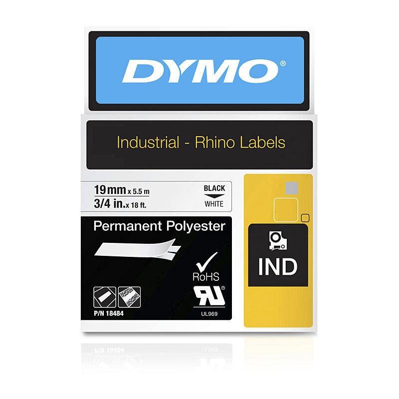 Dymorhino Black On White 19mm Tape