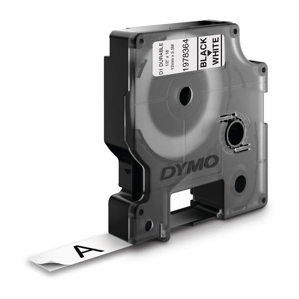D1 Dur Black On White 12mm X 5.5m