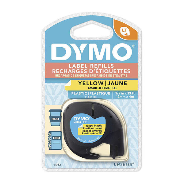 DYMO LetraTag Plastic 12mm X 4m Yellow