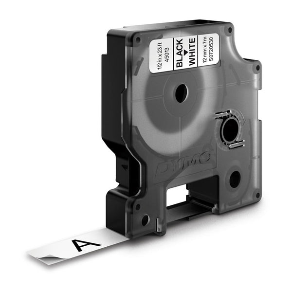 D1 Black On White 12mmx7m Tape