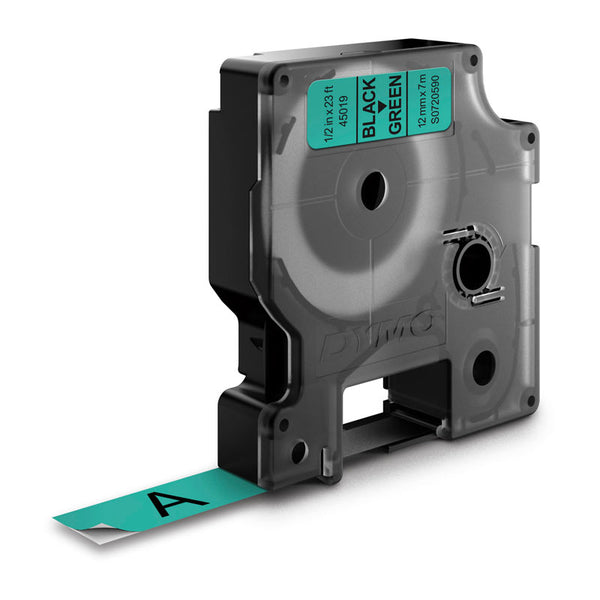 D1 Black On Green 12mmx7m Tape