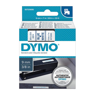 D1 Blue On White 9mm X7m Tape
