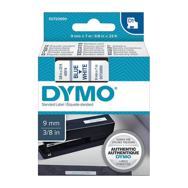 D1 Blue On White 9mm X7m Tape