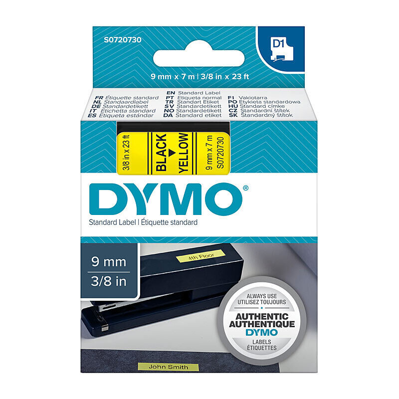 D1 Black On Yellow 9mm X7m Tape