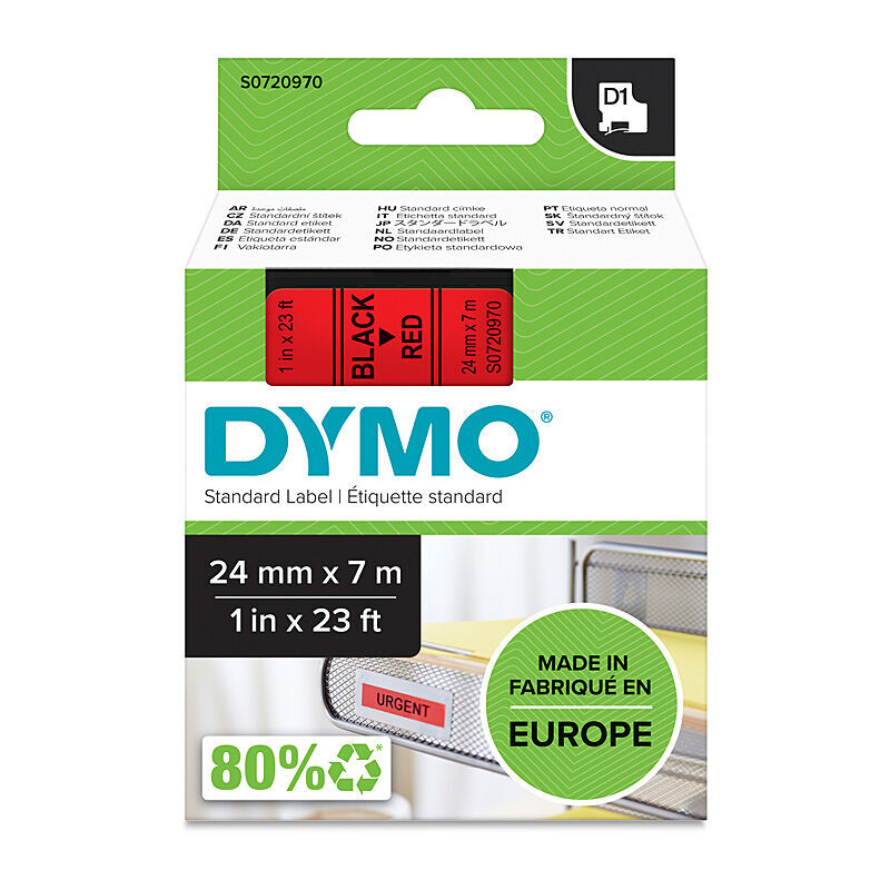 DYMO D1 Tape 24mmx7M Black On Red