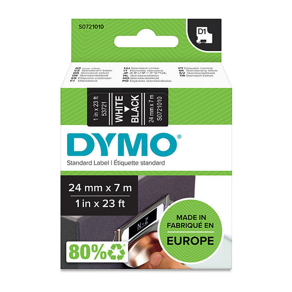 DYMO D1 Tape 24mmx7M White Onblk