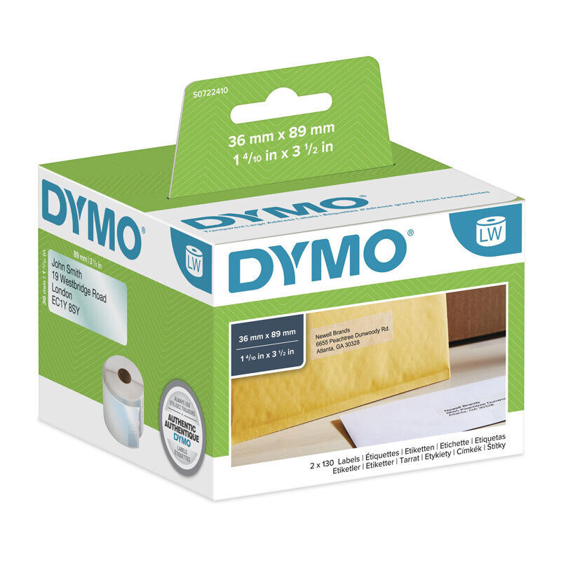 DYMO Lw 36mm X 89mm Clear