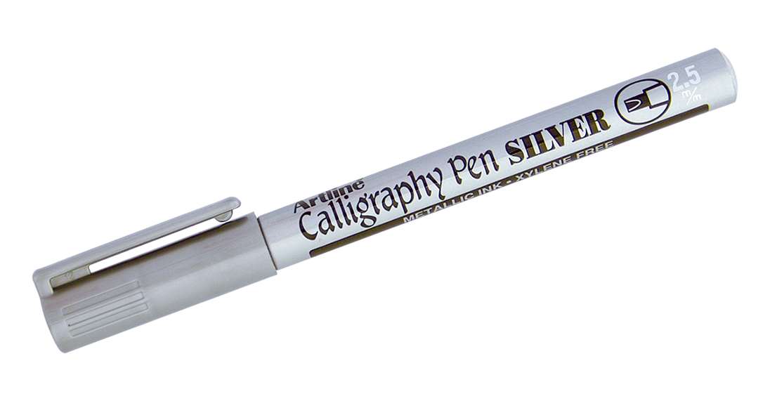 Artline 993 Calligraphy Marker 2.5mm Silver Box of 12