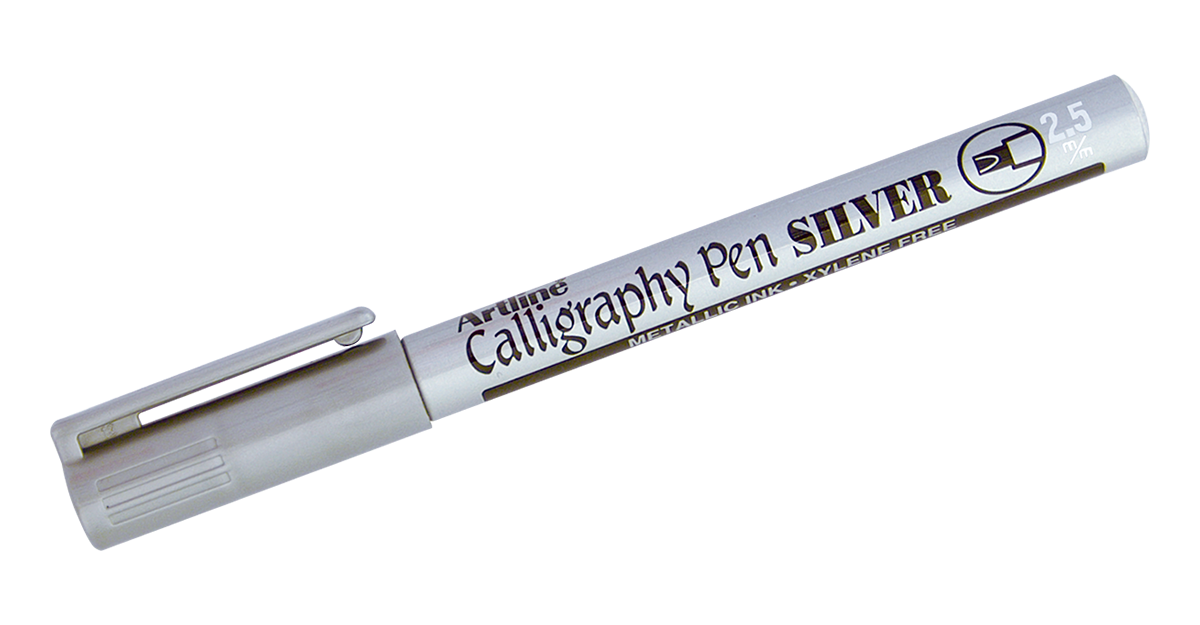 Artline 993 Calligraphy Marker 2.5mm Silver Box of 12