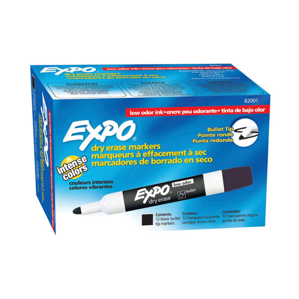 Expo Whiteboard Marker Bullet Black Box Of 12