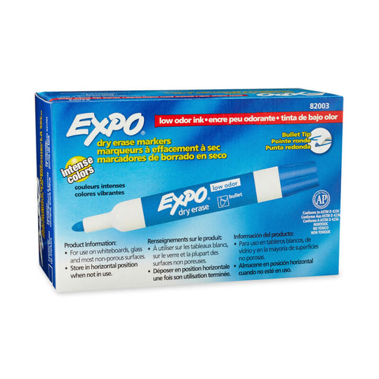 Expo Whiteboard Marker Bullet Blue Box Of 12