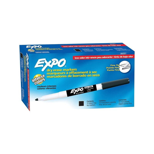 Expo Whiteboard Marker Fine Black Box Of 12