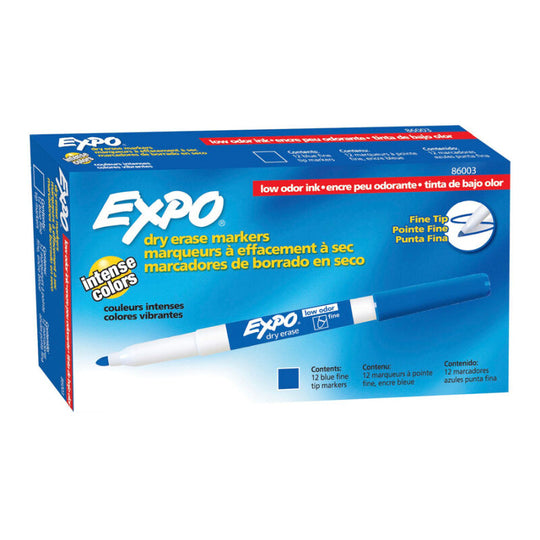 Expo Whiteboard Marker Fine Blue Box Of 12