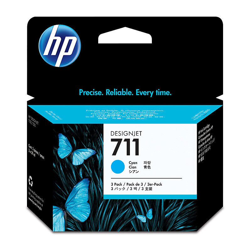 HP #711 29ml Cyan 3 Pack Cz134a