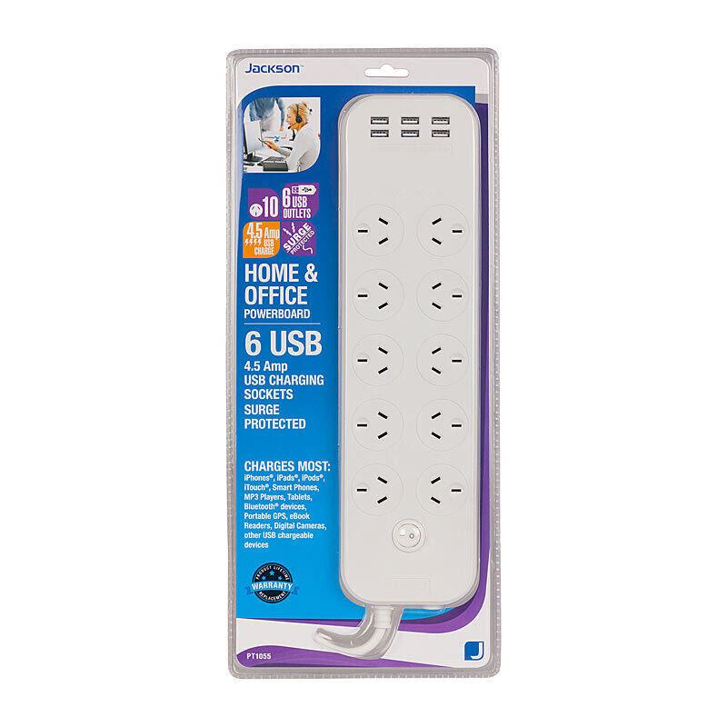Jackson 10 Way 6 USB Pboard 1m