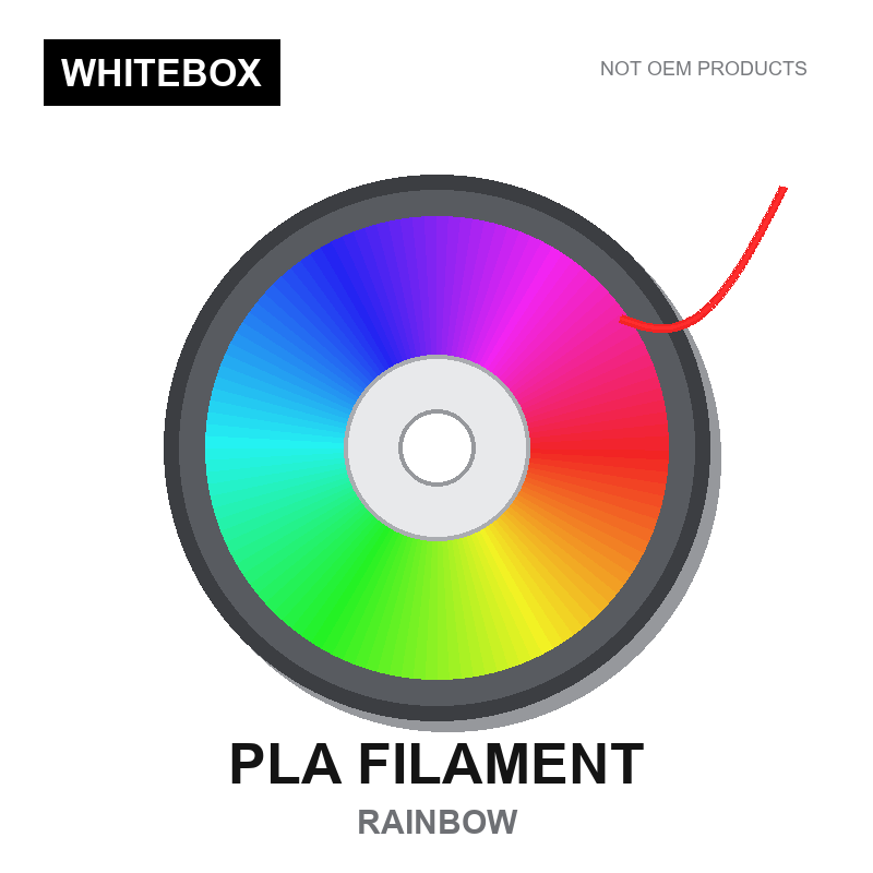 WBFIL M3DF-PLA-RAINBOW — Whitebox PLA 3D printer filament Rainbow