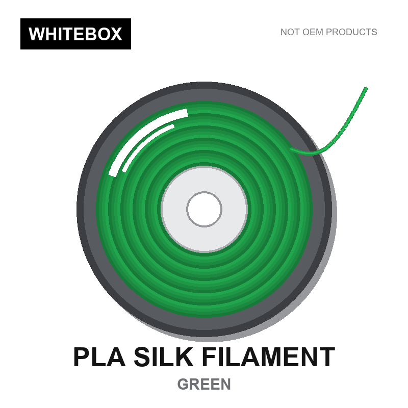 WBFIL M3DF-PLA-SILK-GREEN — Whitebox PLA SILK 3D printer filament Green