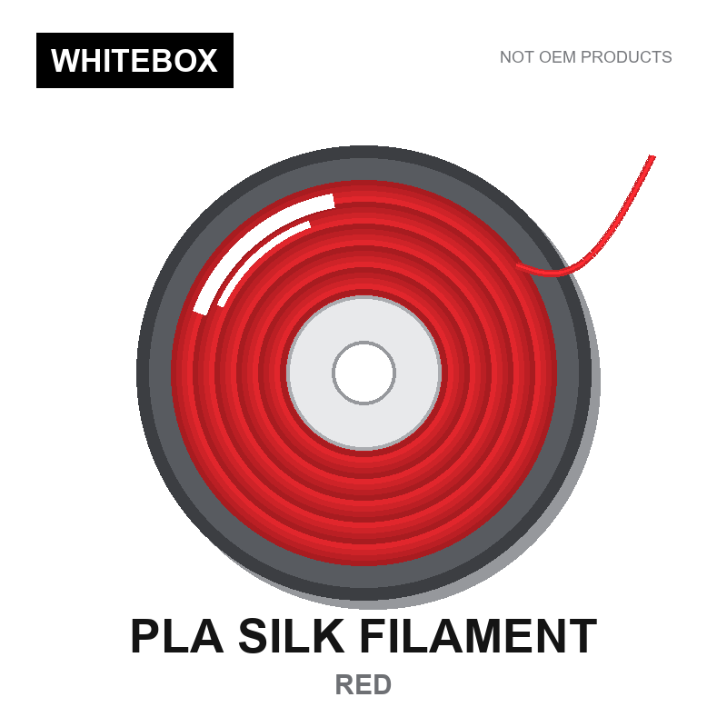 WBFIL M3DF-PLA-SILK-RED — Whitebox PLA SILK 3D printer filament Red