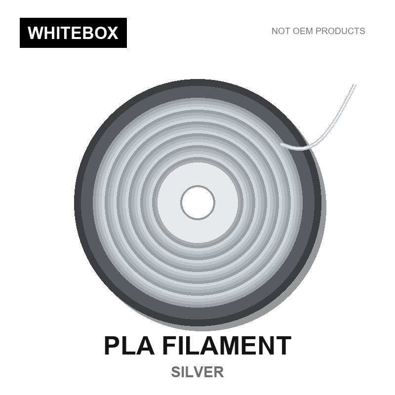 WBFIL M3DF-PLA-SILVER — Whitebox PLA 3D printer filament Silver
