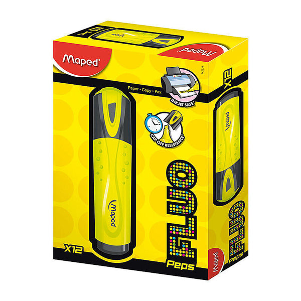 Maped Fluo Peps Highlighter Yellow Box Of 12
