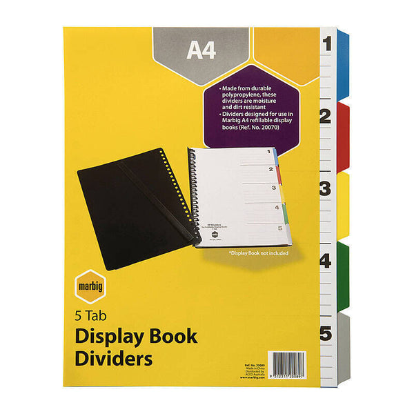 Marbig Dividers Display Book Polypropylene A4 5Tab