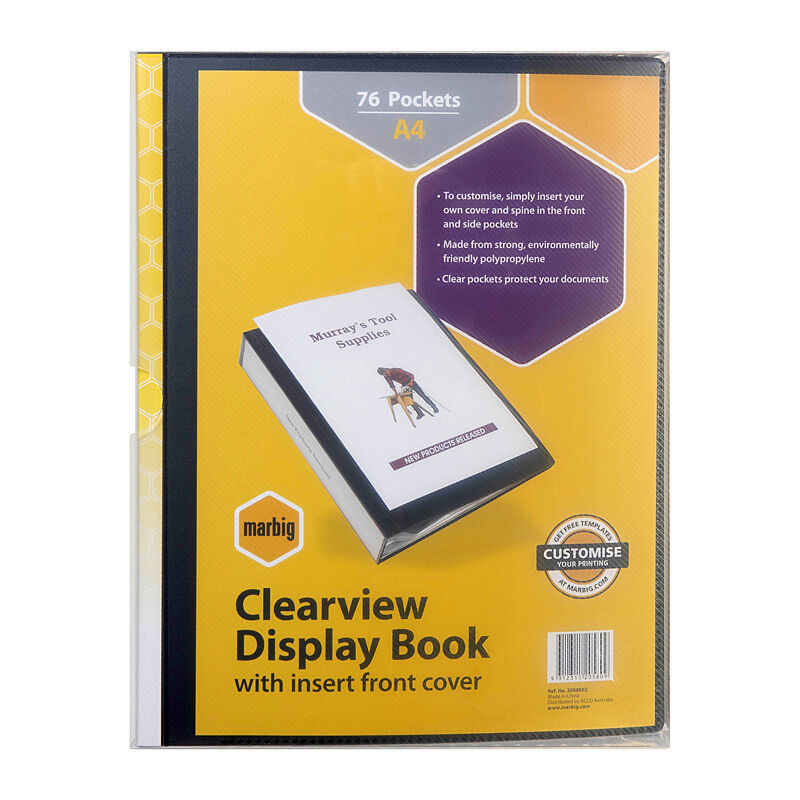 Marbig Display Book Clear View 100P A4 Black